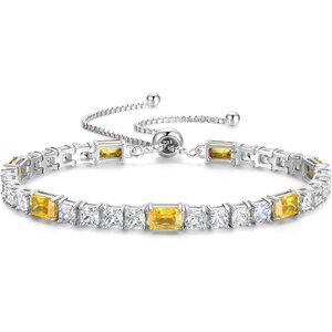 Birthstone Sterling Silver 4x6mm Gemstone Tennis Bracelet - 11-Citrine